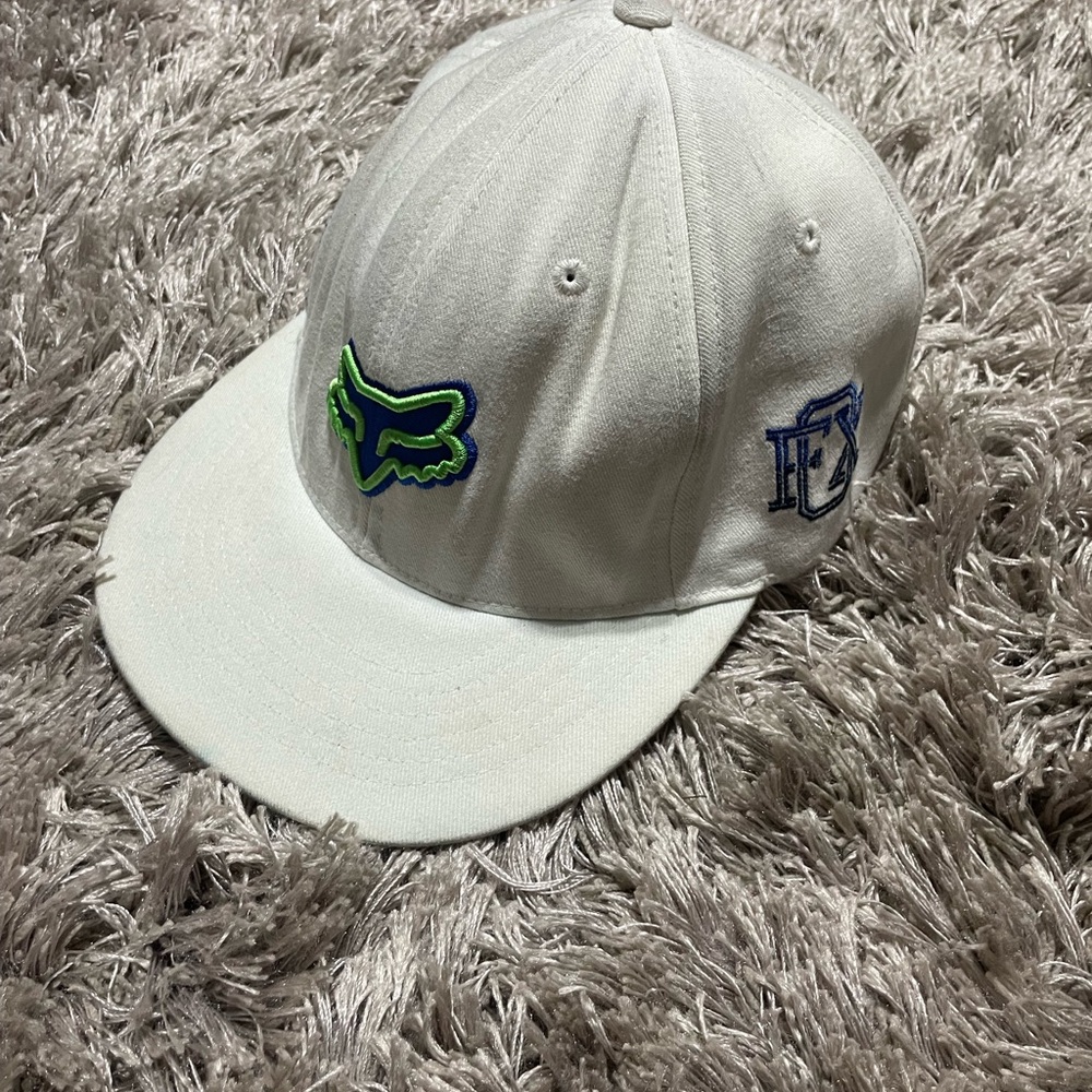 Fox Blue and White Cap with Embroidered Logo